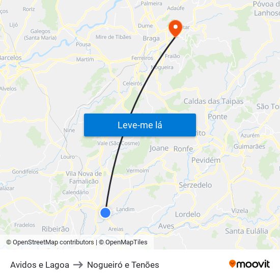 Avidos e Lagoa to Nogueiró e Tenões map