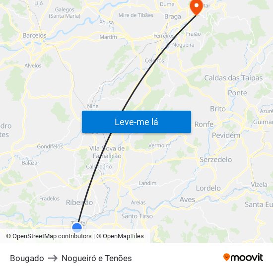 Bougado to Nogueiró e Tenões map