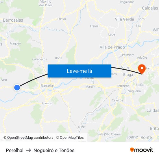 Perelhal to Nogueiró e Tenões map