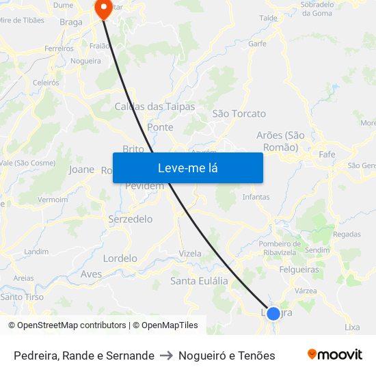 Pedreira, Rande e Sernande to Nogueiró e Tenões map