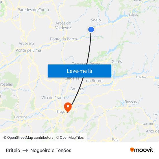 Britelo to Nogueiró e Tenões map