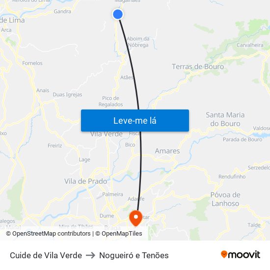 Cuide de Vila Verde to Nogueiró e Tenões map
