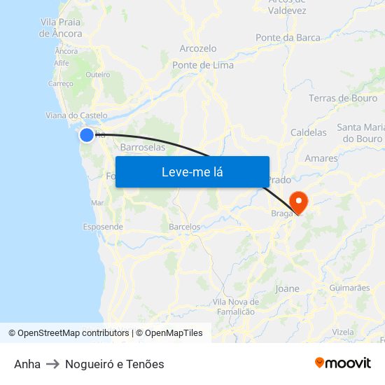 Anha to Nogueiró e Tenões map