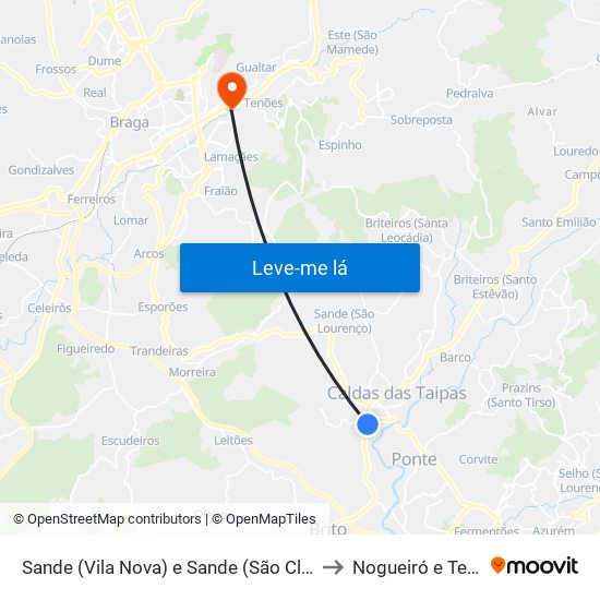 Sande (Vila Nova) e Sande (São Clemente) to Nogueiró e Tenões map