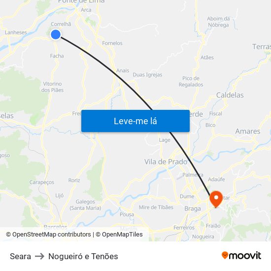 Seara to Nogueiró e Tenões map