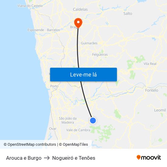 Arouca e Burgo to Nogueiró e Tenões map