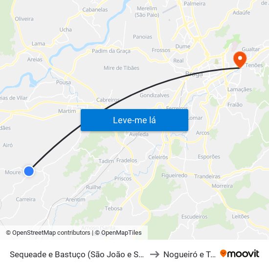 Sequeade e Bastuço (São João e Santo Estêvão) to Nogueiró e Tenões map