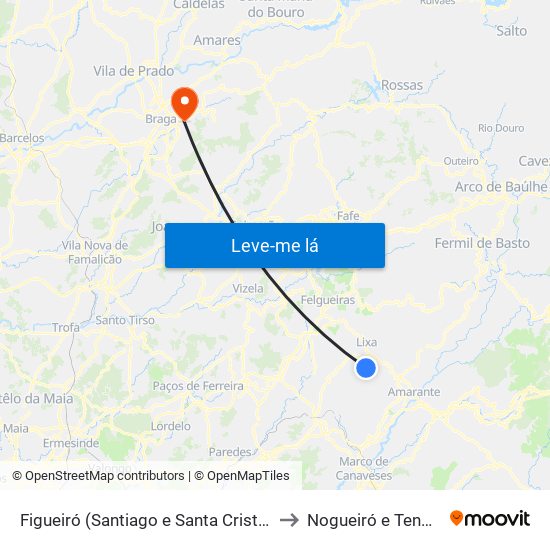 Figueiró (Santiago e Santa Cristina) to Nogueiró e Tenões map