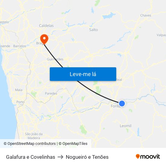 Galafura e Covelinhas to Nogueiró e Tenões map