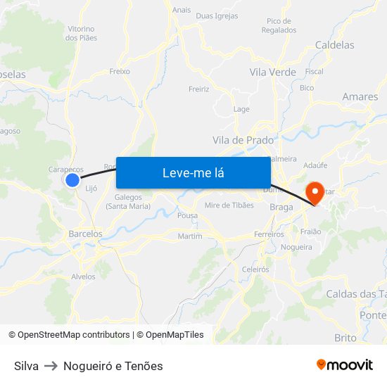 Silva to Nogueiró e Tenões map