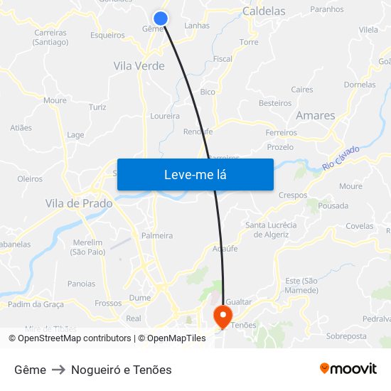 Gême to Nogueiró e Tenões map
