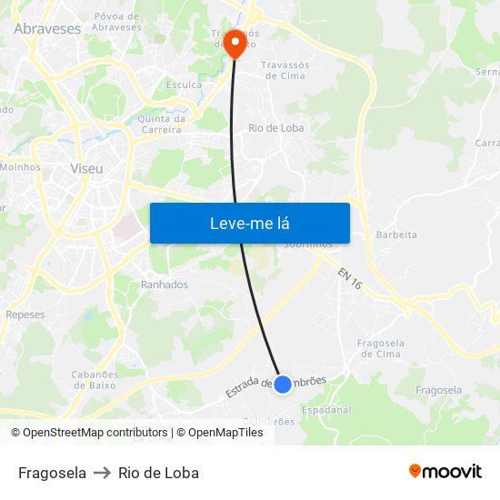 Fragosela to Rio de Loba map