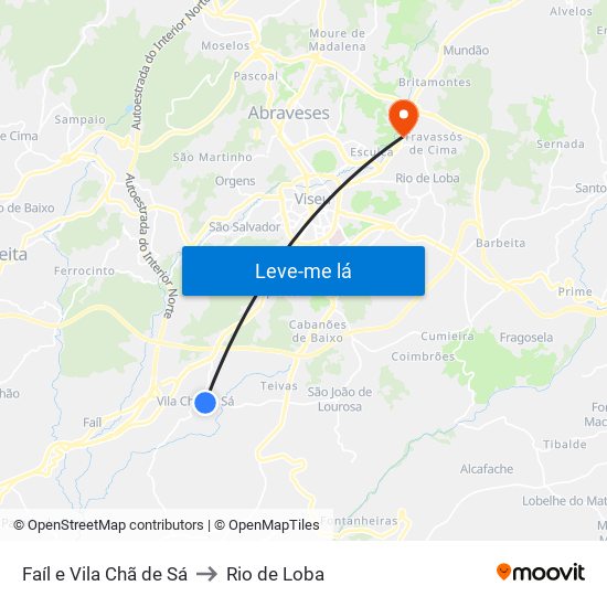 Faíl e Vila Chã de Sá to Rio de Loba map