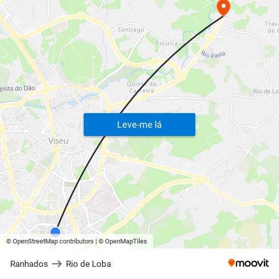 Ranhados to Rio de Loba map