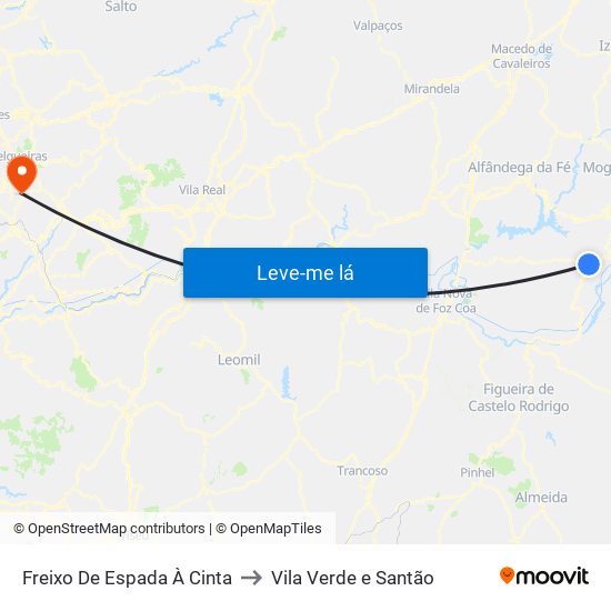 Freixo De Espada À Cinta to Vila Verde e Santão map