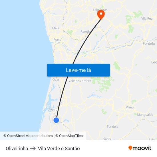 Oliveirinha to Vila Verde e Santão map