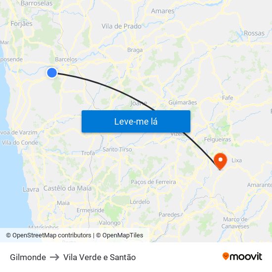 Gilmonde to Vila Verde e Santão map