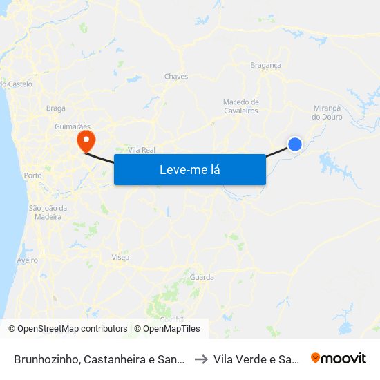Brunhozinho, Castanheira e Sanhoane to Vila Verde e Santão map