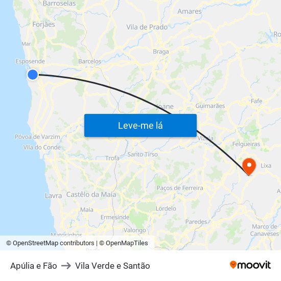 Apúlia e Fão to Vila Verde e Santão map