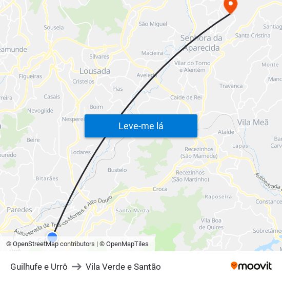 Guilhufe e Urrô to Vila Verde e Santão map