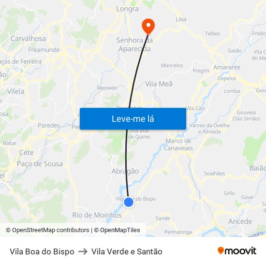 Vila Boa do Bispo to Vila Verde e Santão map