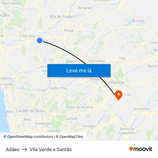 Adães to Vila Verde e Santão map