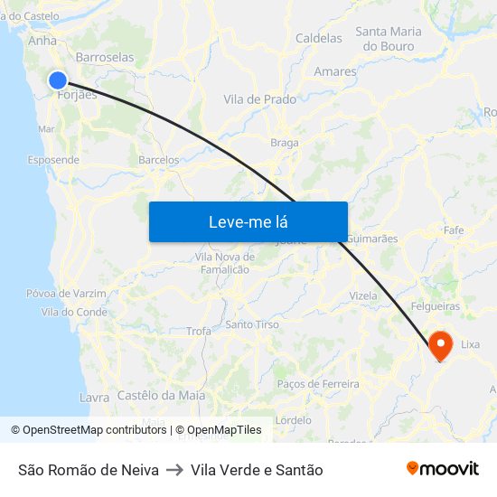 São Romão de Neiva to Vila Verde e Santão map