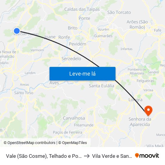 Vale (São Cosme), Telhado e Portela to Vila Verde e Santão map