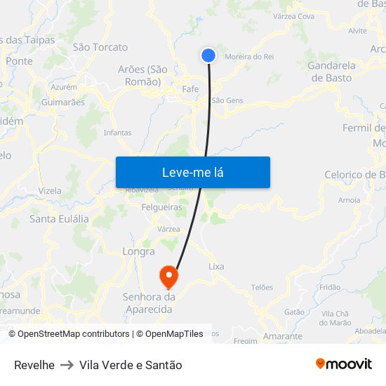 Revelhe to Vila Verde e Santão map