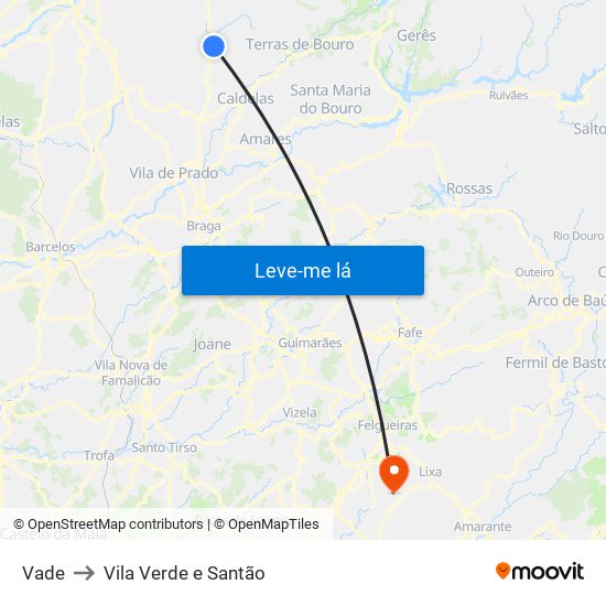 Vade to Vila Verde e Santão map