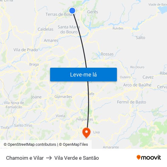 Chamoim e Vilar to Vila Verde e Santão map