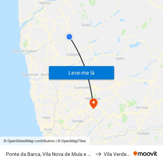 Ponte da Barca, Vila Nova de Muía e Paço Vedro de Magalhães to Vila Verde e Santão map