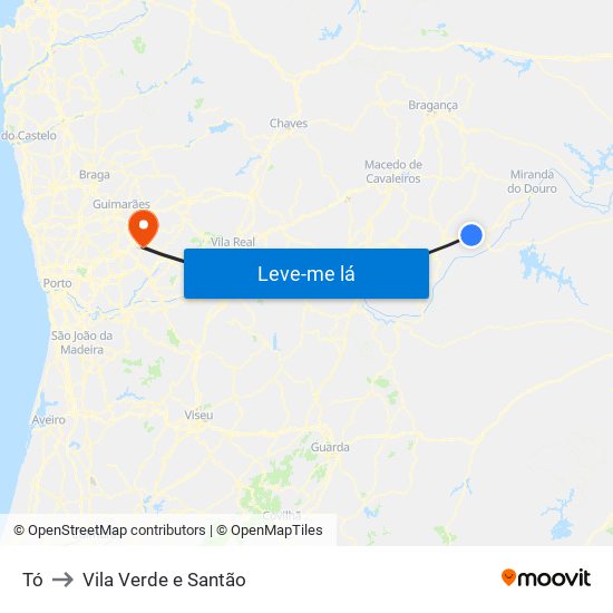 Tó to Vila Verde e Santão map