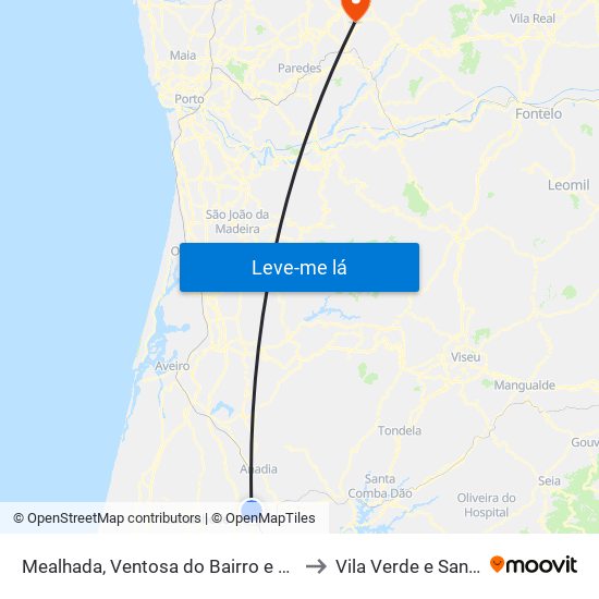 Mealhada, Ventosa do Bairro e Antes to Vila Verde e Santão map