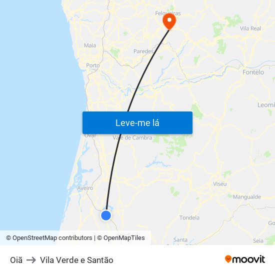 Oiã to Vila Verde e Santão map