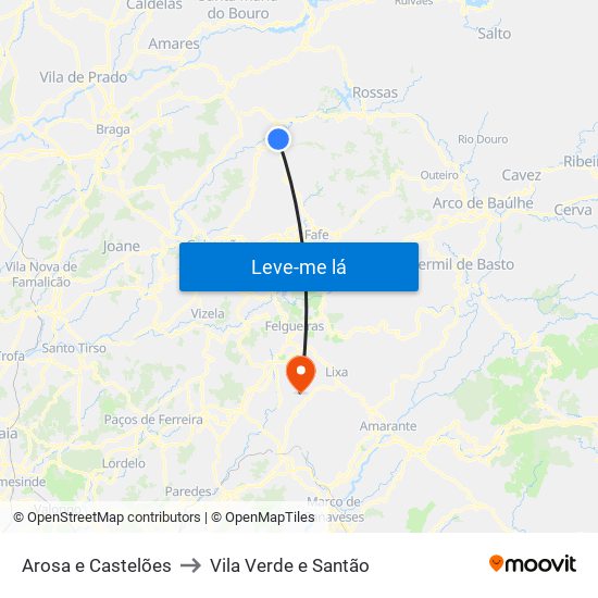 Arosa e Castelões to Vila Verde e Santão map