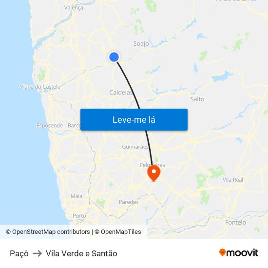 Paçô to Vila Verde e Santão map