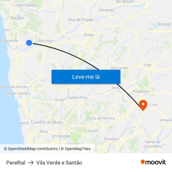 Perelhal to Vila Verde e Santão map