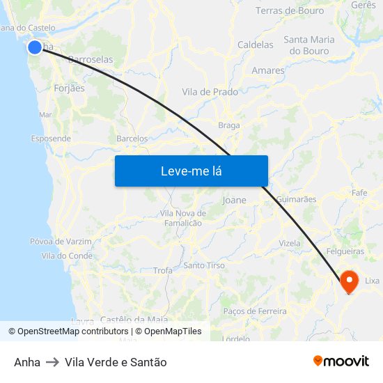 Anha to Vila Verde e Santão map