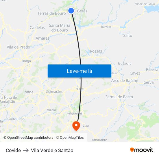 Covide to Vila Verde e Santão map