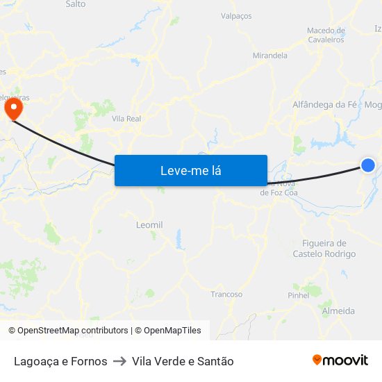 Lagoaça e Fornos to Vila Verde e Santão map
