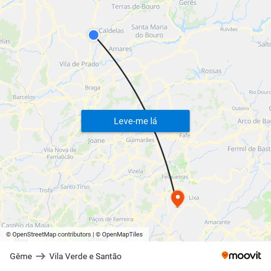 Gême to Vila Verde e Santão map