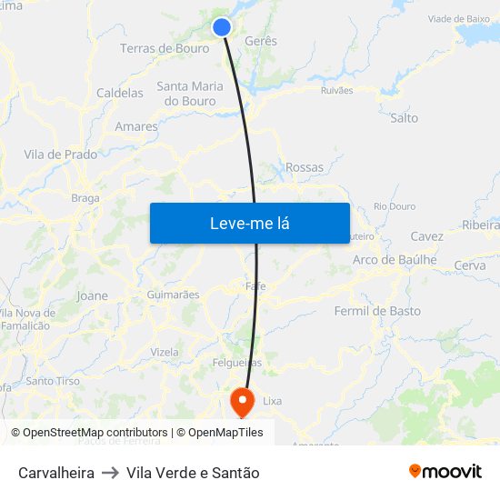 Carvalheira to Vila Verde e Santão map