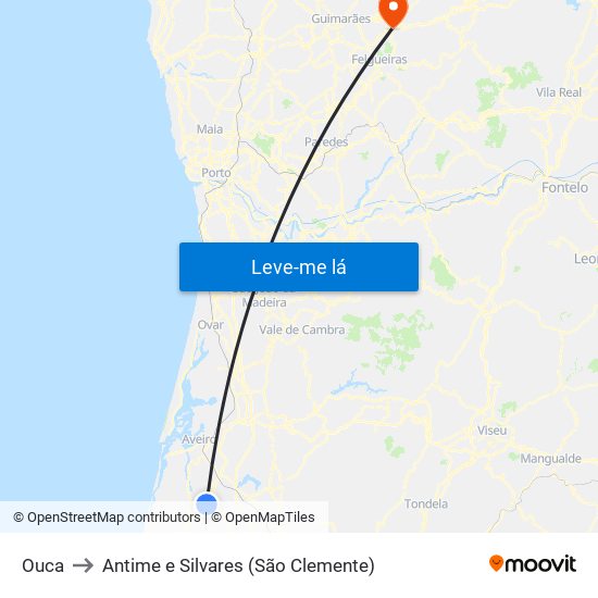 Ouca to Antime e Silvares (São Clemente) map