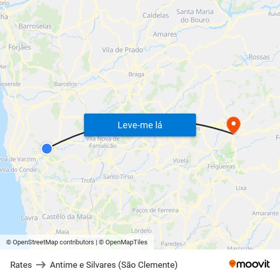 Rates to Antime e Silvares (São Clemente) map