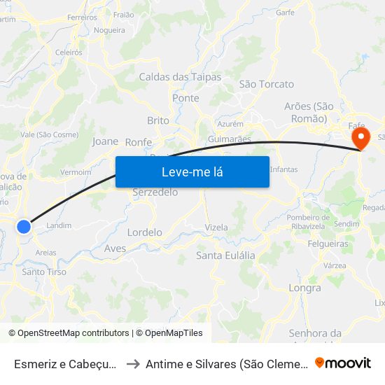 Esmeriz e Cabeçudos to Antime e Silvares (São Clemente) map