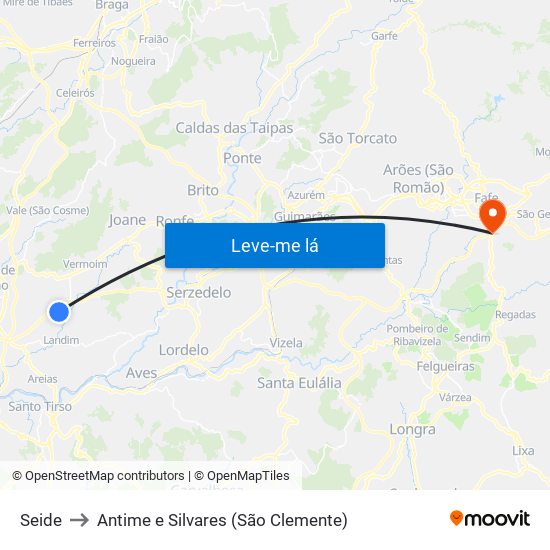 Seide to Antime e Silvares (São Clemente) map