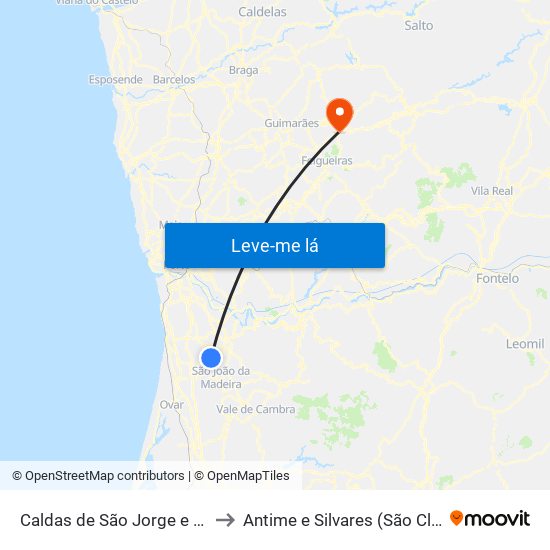 Caldas de São Jorge e Pigeiros to Antime e Silvares (São Clemente) map