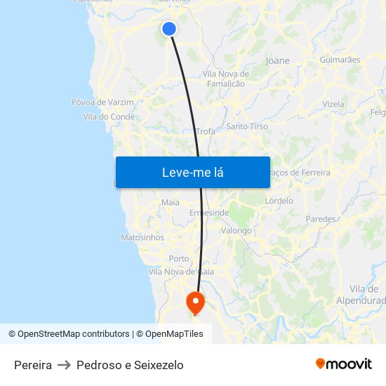 Pereira to Pedroso e Seixezelo map