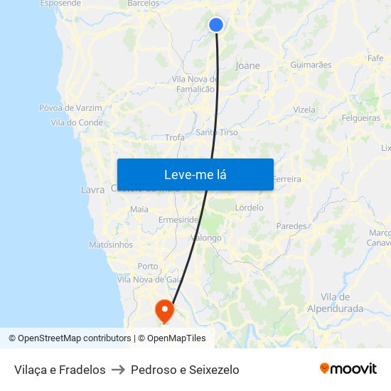 Vilaça e Fradelos to Pedroso e Seixezelo map